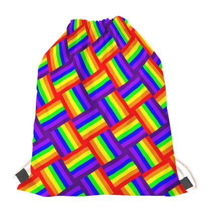 Rainbow Weave Drawstring Bags