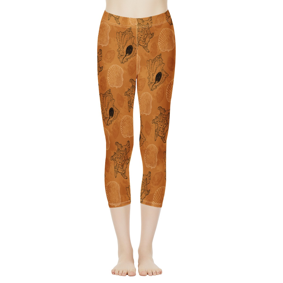 Sea Shell Ocean Design in Orange Women's Capris Women