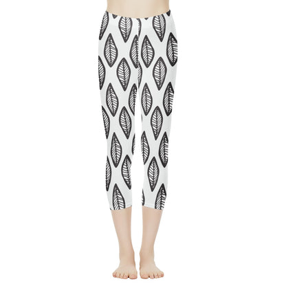 African Mud Print #16 Black and White Women's Capris