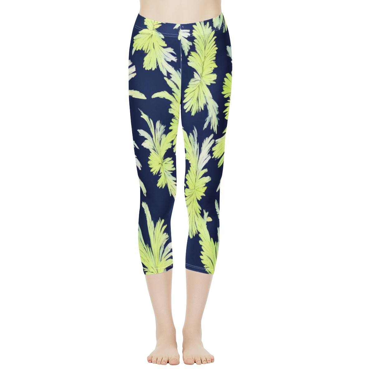 Puakenikeni - Lime Green and Black Women's Capris