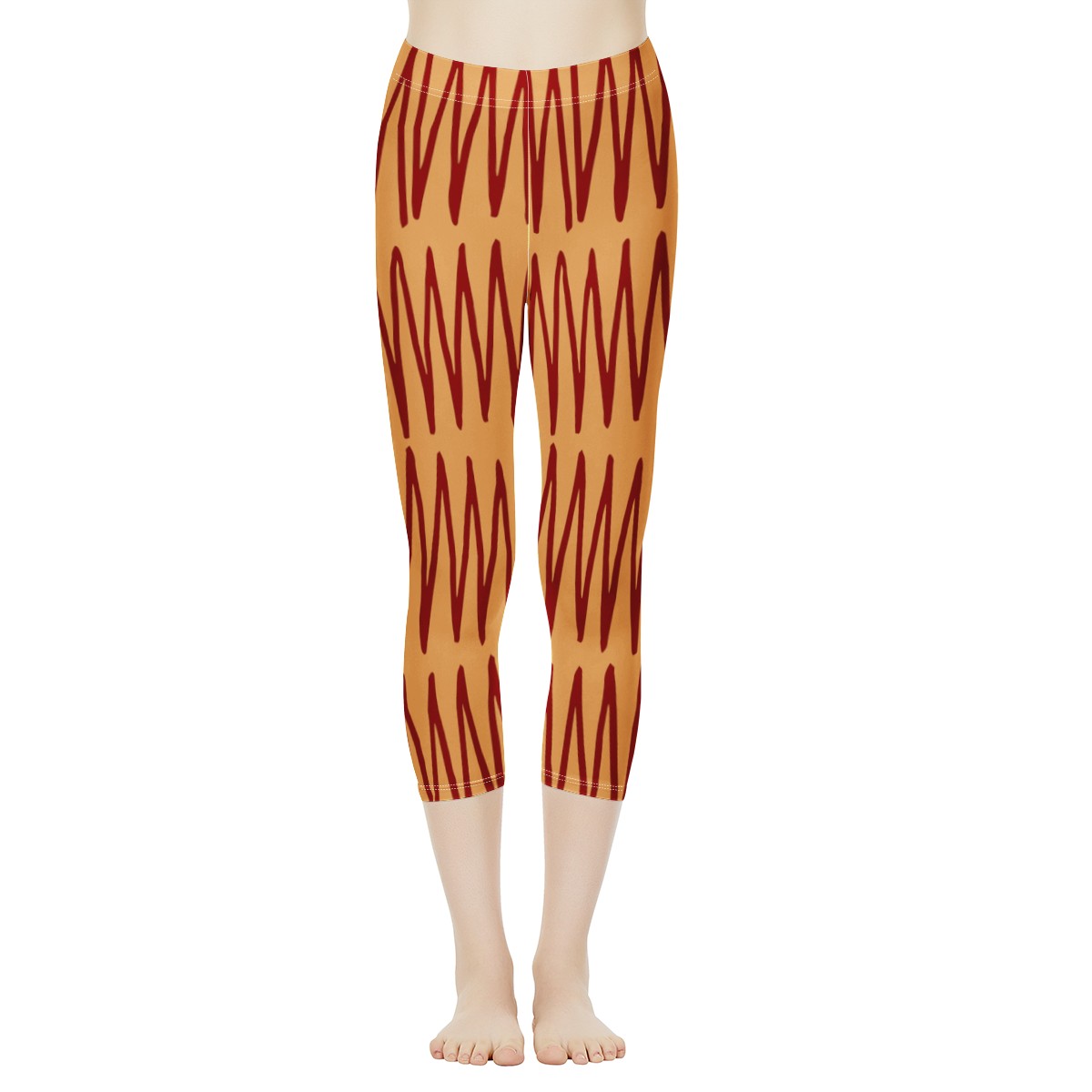 African Ethnic Mudcloth Orange Women's Capris