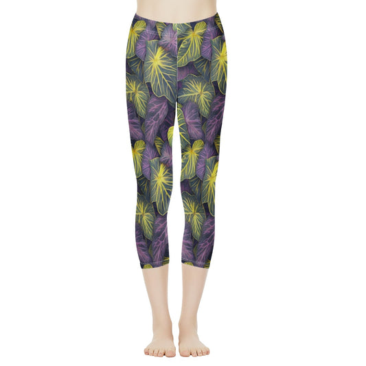 Luxtrini Iridescent Syngonium: Purple and Yellow Women's Capris