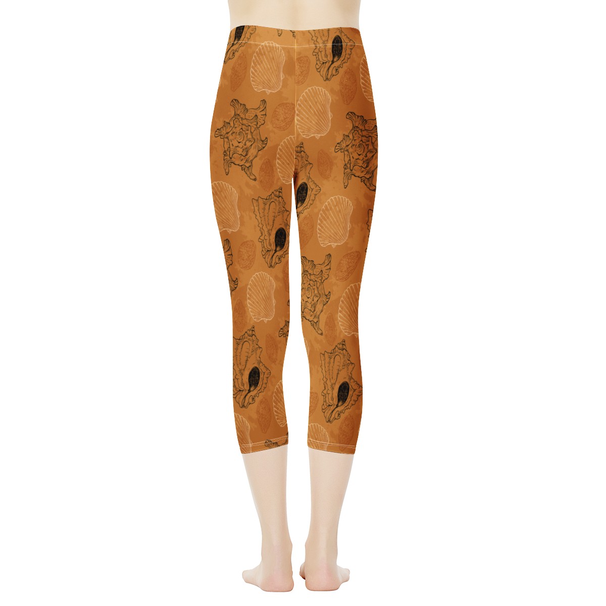 Sea Shell Ocean Design in Orange Women's Capris