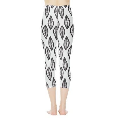 African Mud Print #16 Black and White Women's Capris