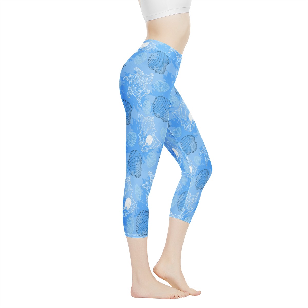 Blue Seashell Ocean Women's Capris