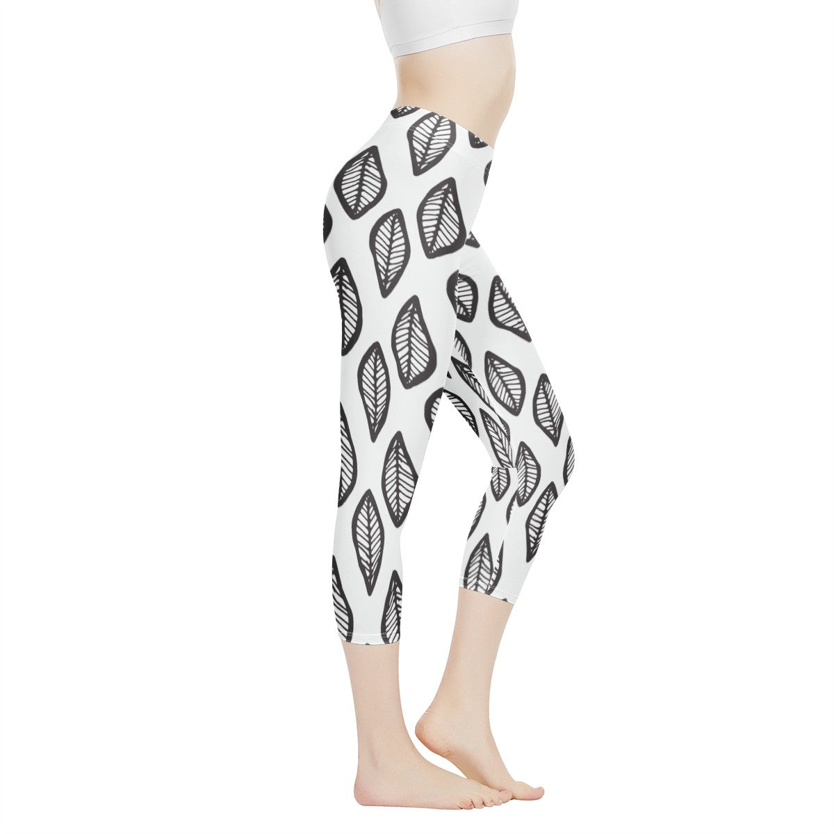 African Mud Print #16 Black and White Women's Capris