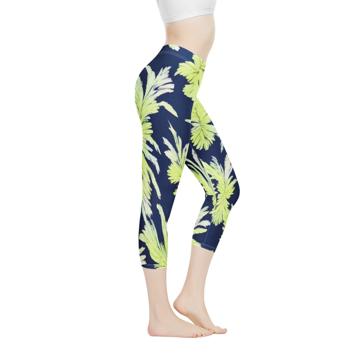 Puakenikeni - Lime Green and Black Women's Capris