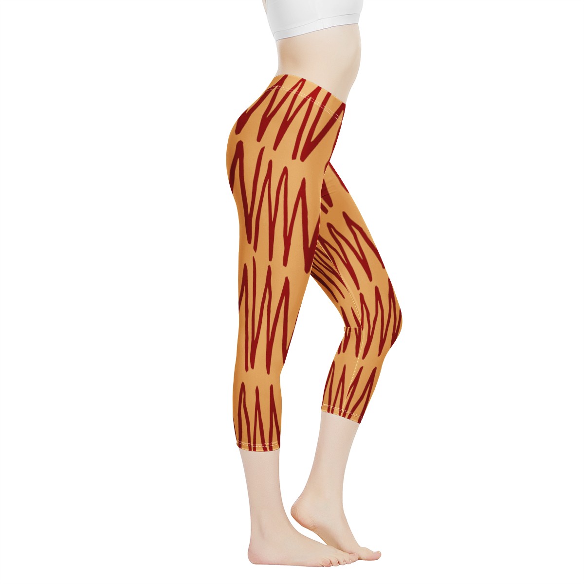 African Ethnic Mudcloth Orange Women's Capris