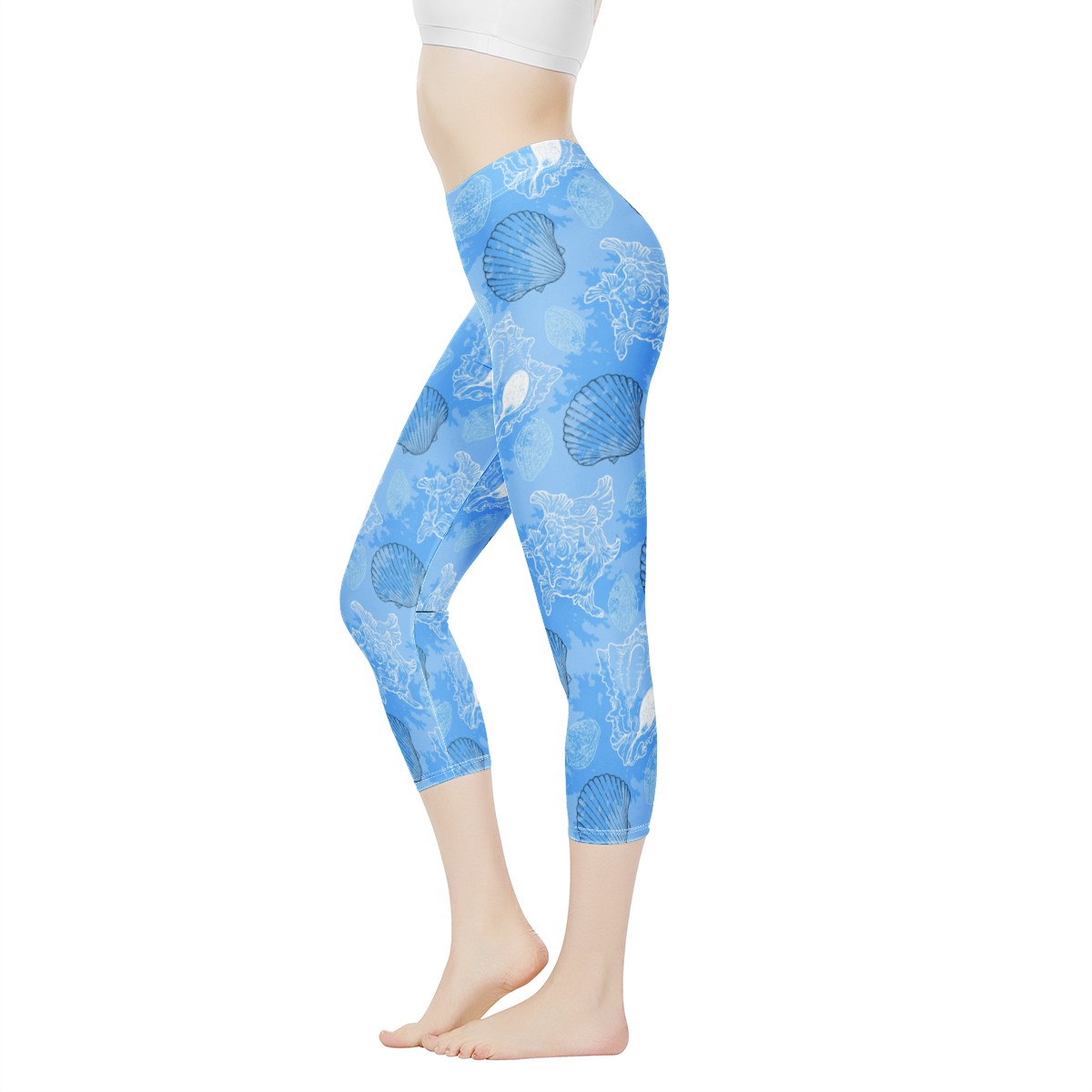 Blue Seashell Ocean Women's Capris