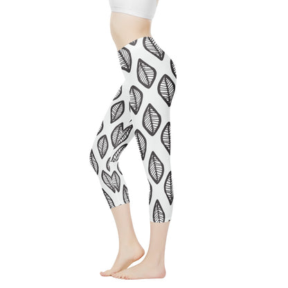 African Mud Print #16 Black and White Women's Capris