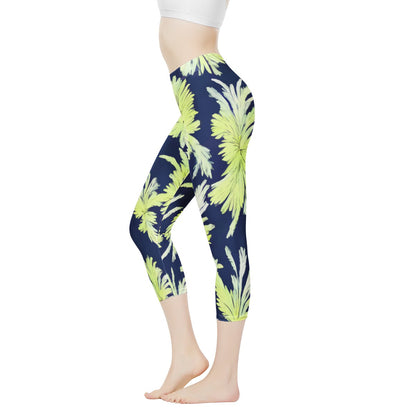 Puakenikeni - Lime Green and Black Women's Capris