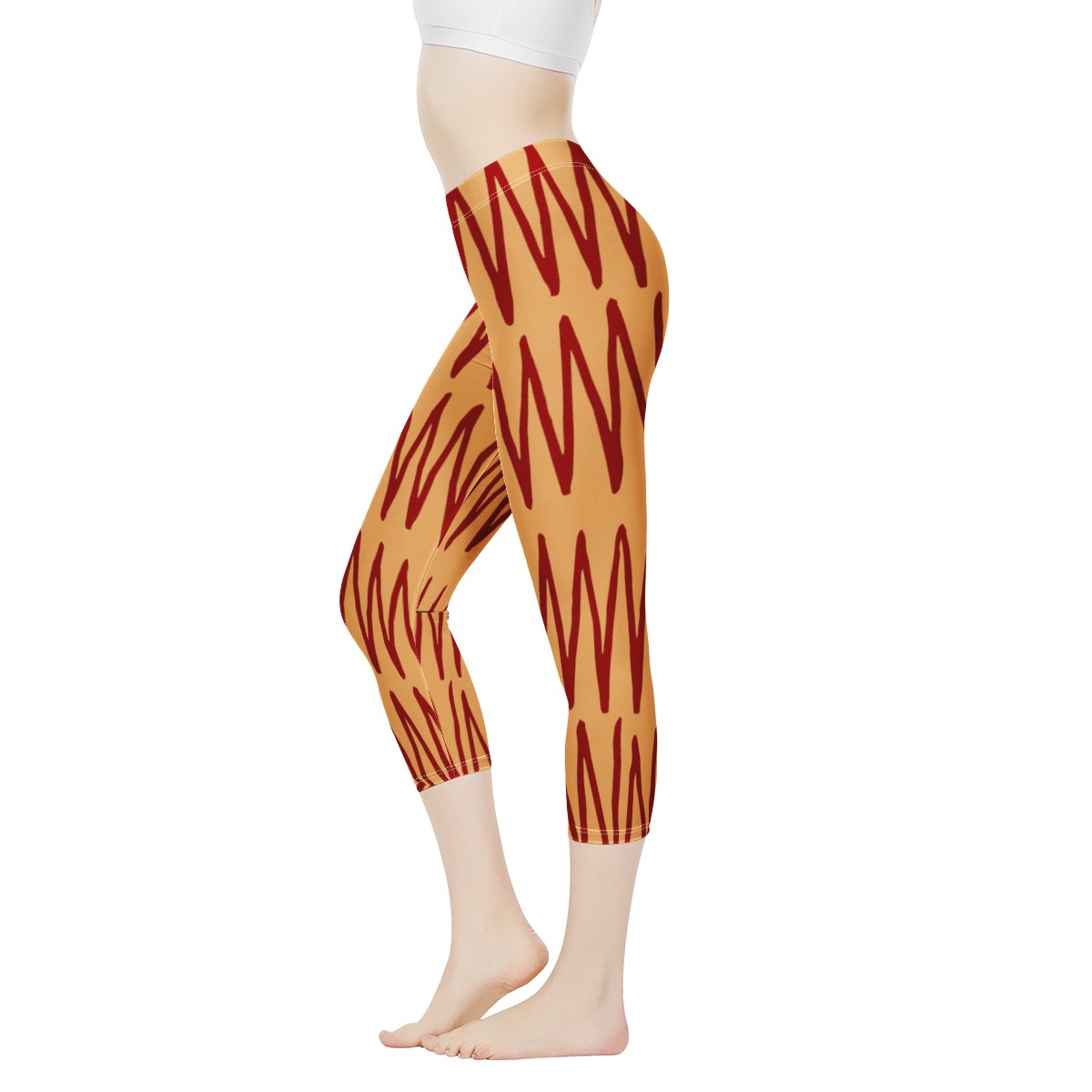 African Ethnic Mudcloth Orange Women's Capris