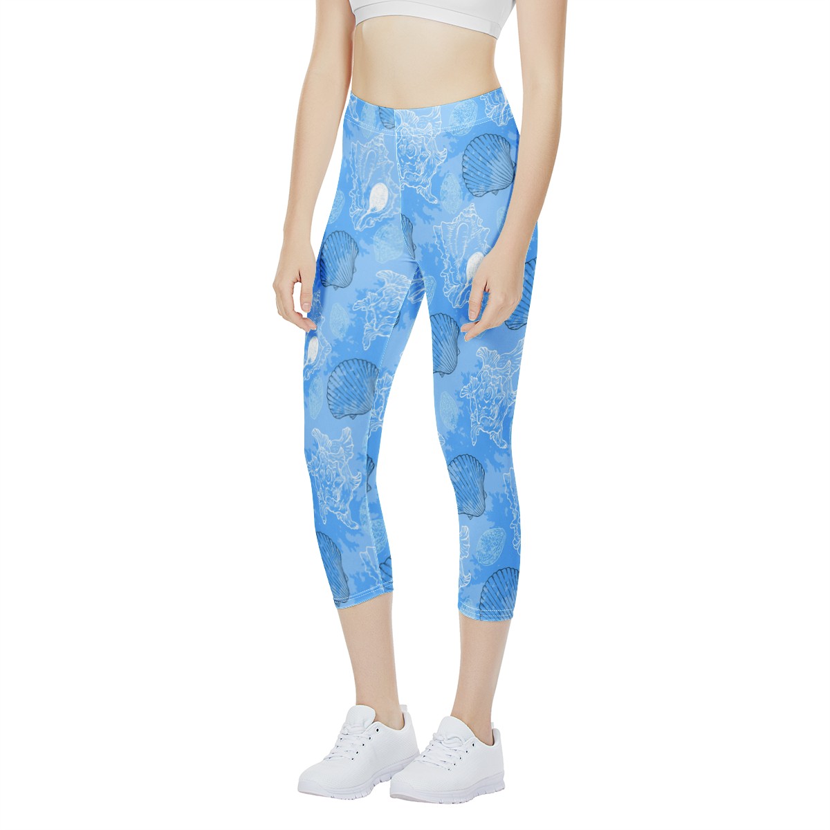 Blue Seashell Ocean Women's Capris