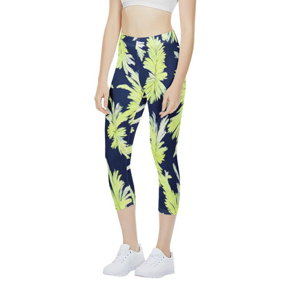 Puakenikeni - Lime Green and Black Women's Capris