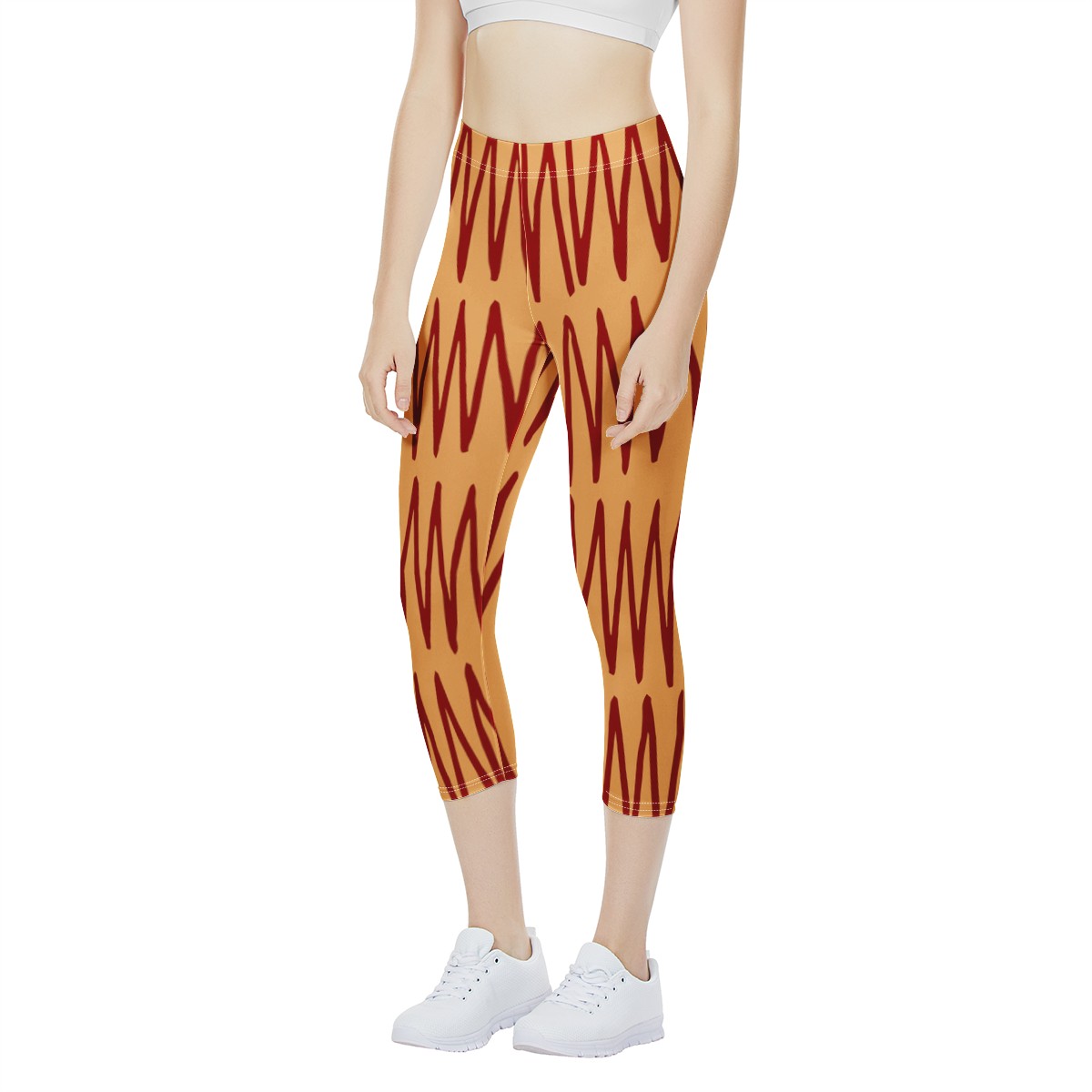 African Ethnic Mudcloth Orange Women's Capris