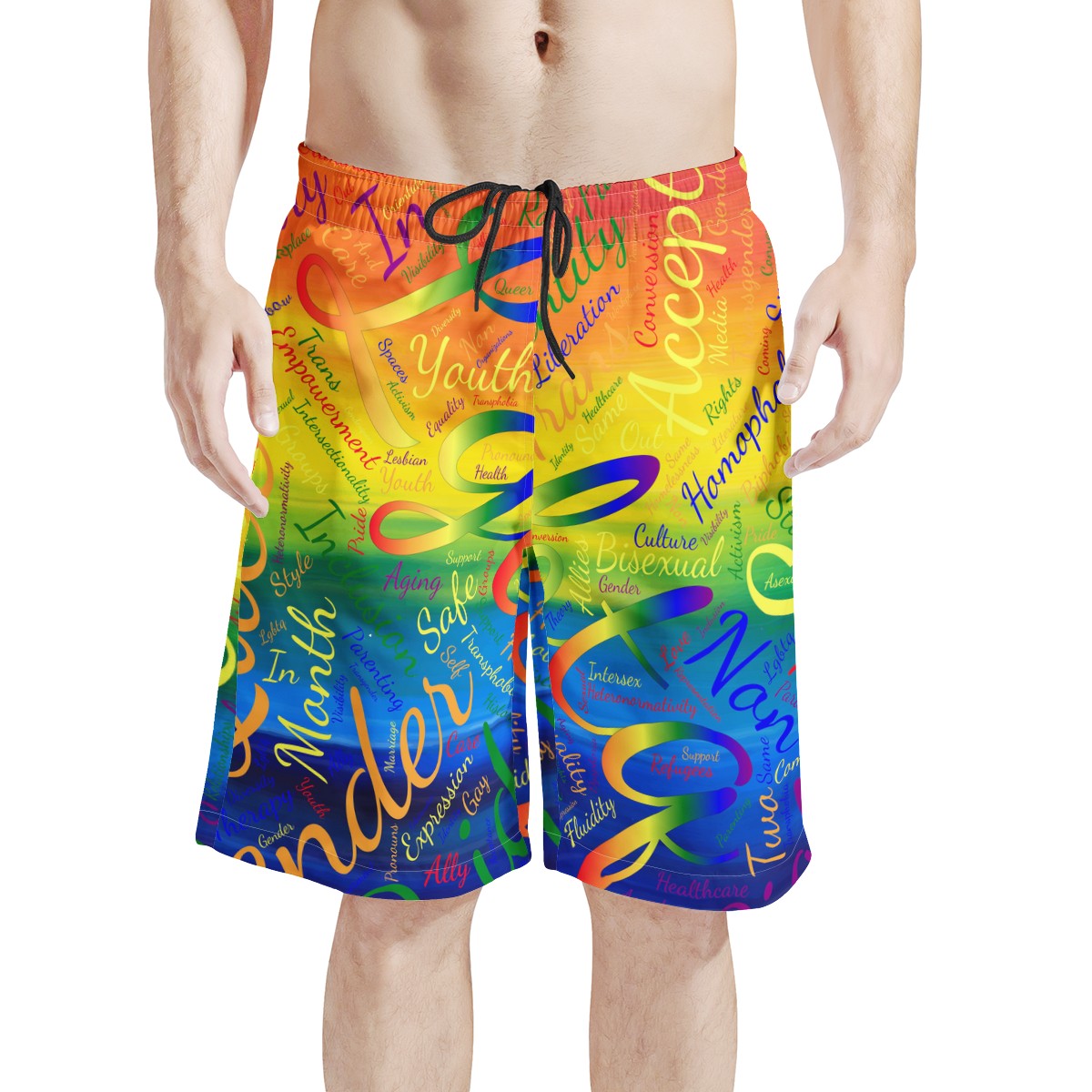 LGBTQ Word Cloud Men's All Over Print Board Shorts