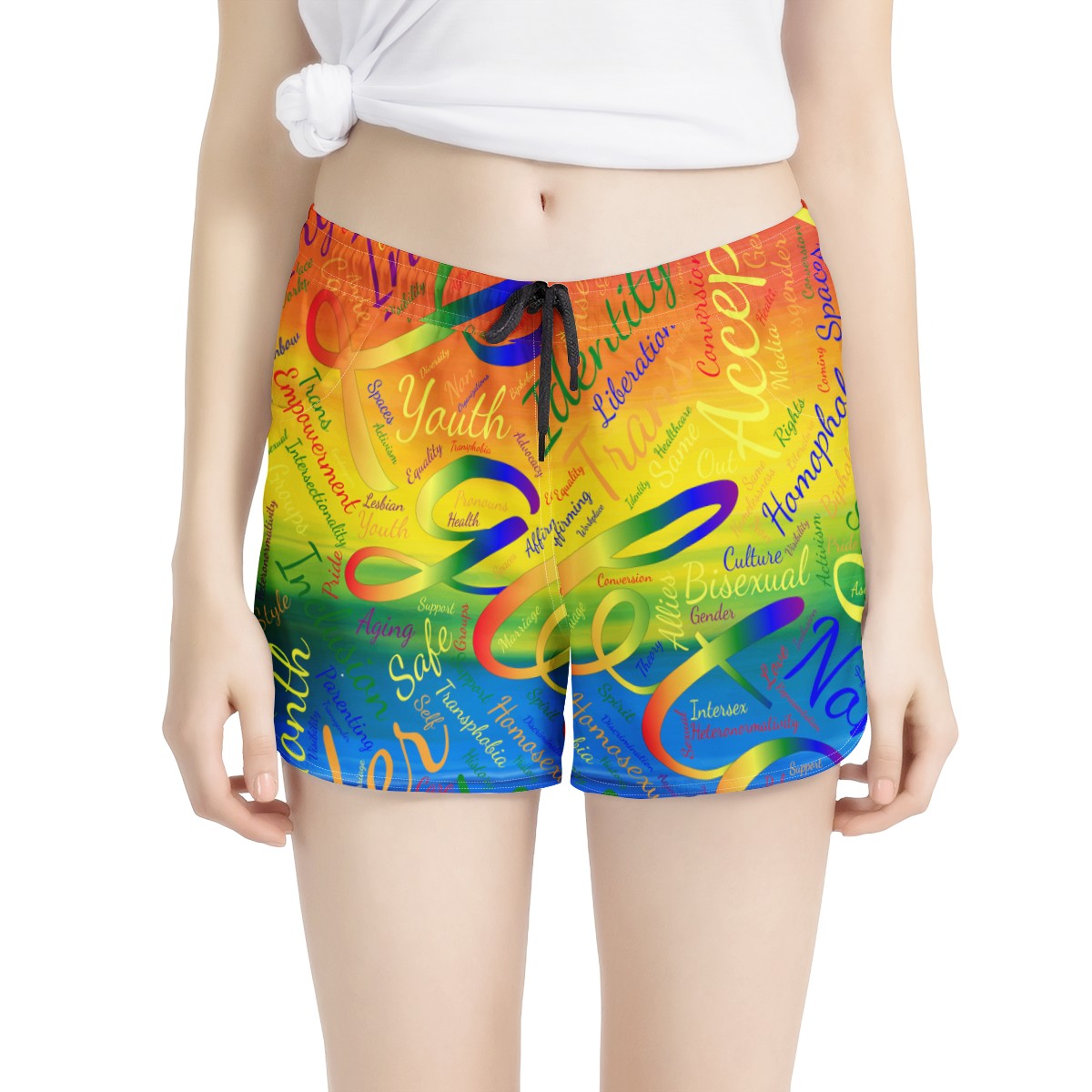 LGBTQ Word Cloud Women's All Over Print Casual Shorts