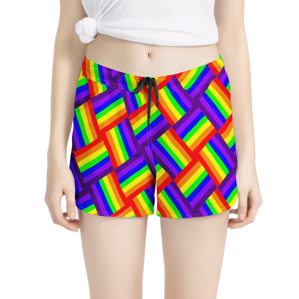 Rainbow Weave Women's All Over Print Casual Shorts