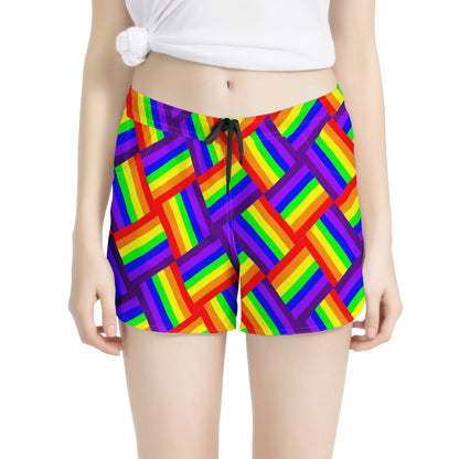 Rainbow Weave Women's All Over Print Casual Shorts