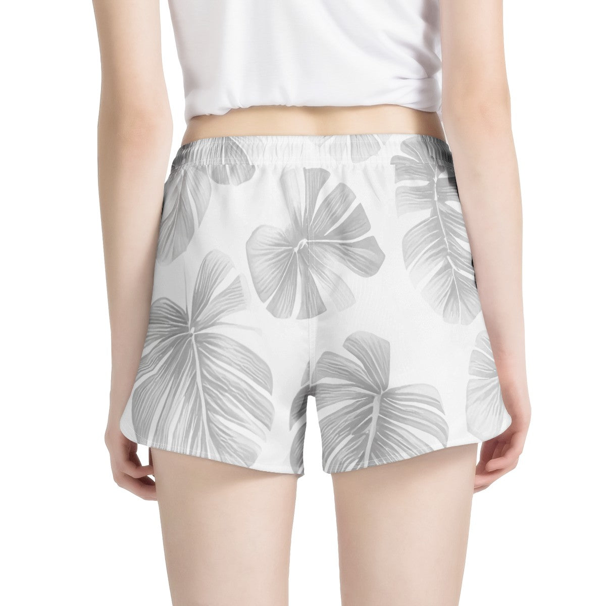 White Monstera Women's All Over Print Casual Shorts
