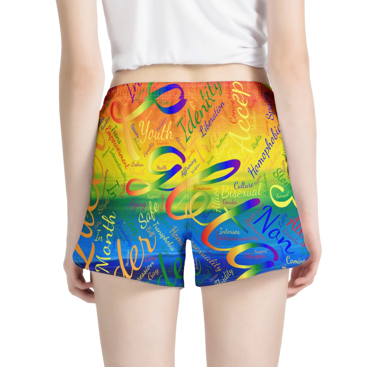 LGBTQ Word Cloud Women's All Over Print Casual Shorts