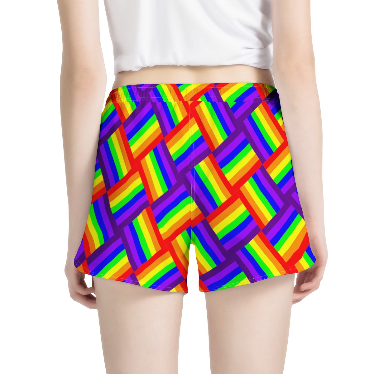 Rainbow Weave Women's All Over Print Casual Shorts