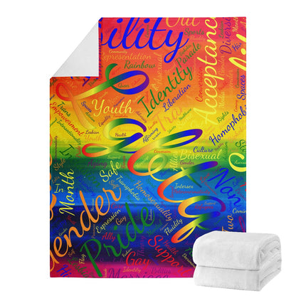 LGBTQ Word Cloud Blankets Universal White