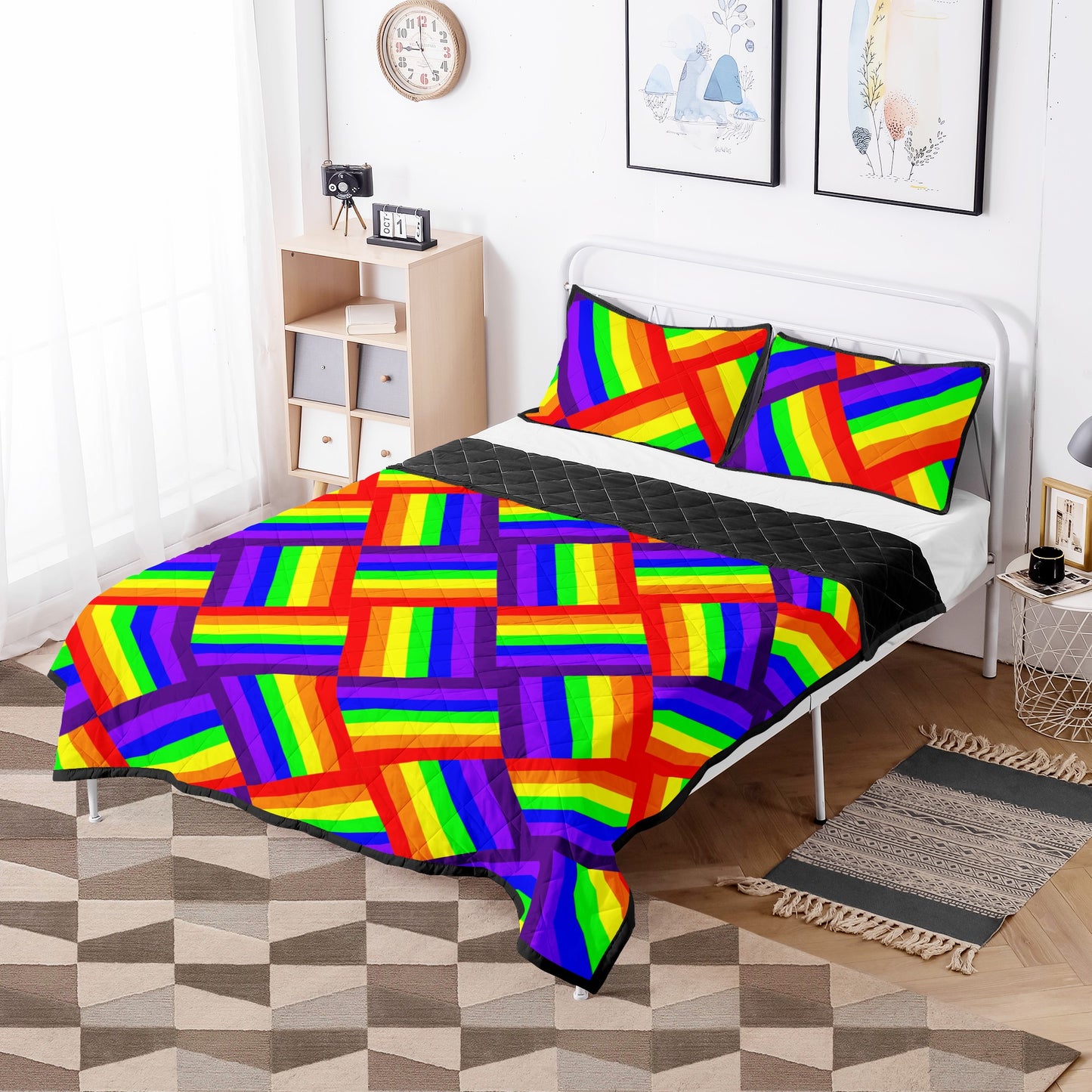 Rainbow Weave Quilt Bed Set