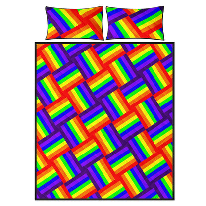 Rainbow Weave Quilt Bed Set