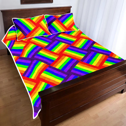 Rainbow Weave Quilt Bed Set