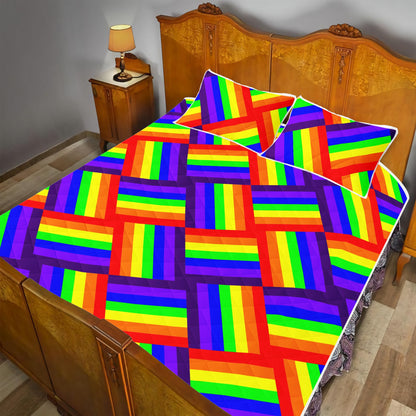 Rainbow Weave Quilt Bed Set