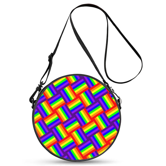 Rainbow Weave Round Satchel Bags