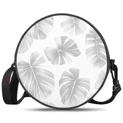 White Monstera Round Satchel Bags