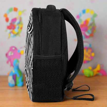 Black and White Polynesian 12 Inch Toddler Felt Backpack