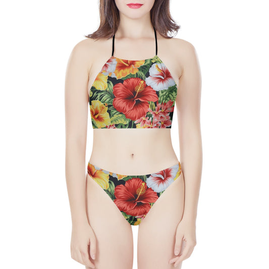 Hibiscus New Women's High Neck Bikinis Swimsuit