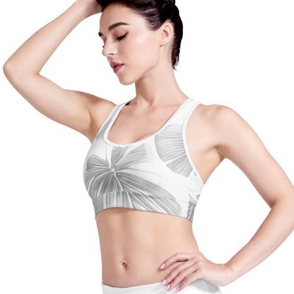 White Monstera Women Sports Bras