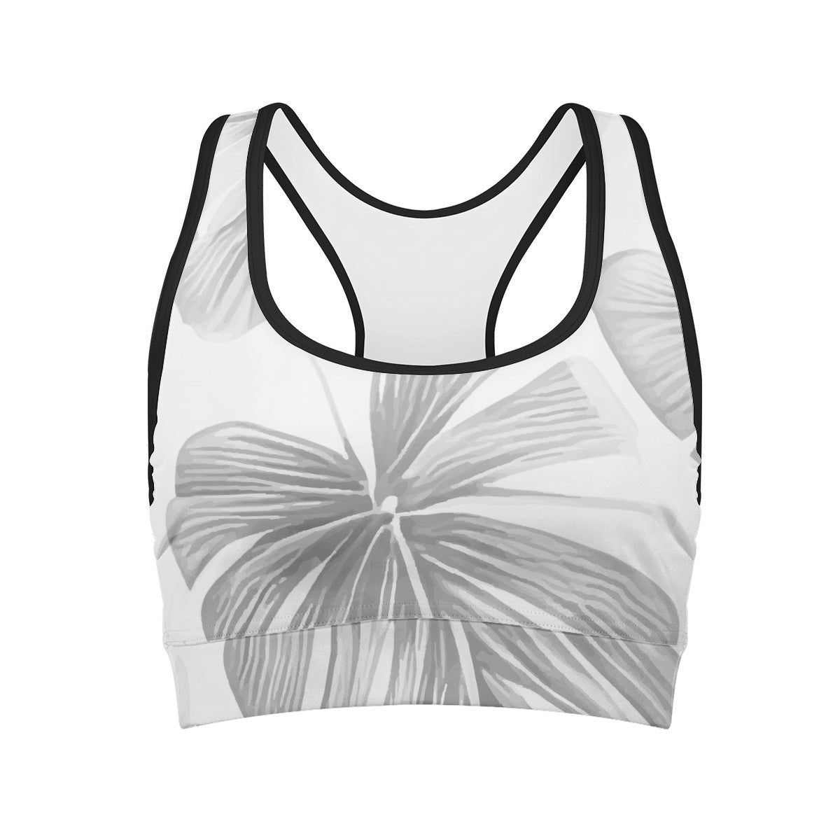 White Monstera Women Sports Bras