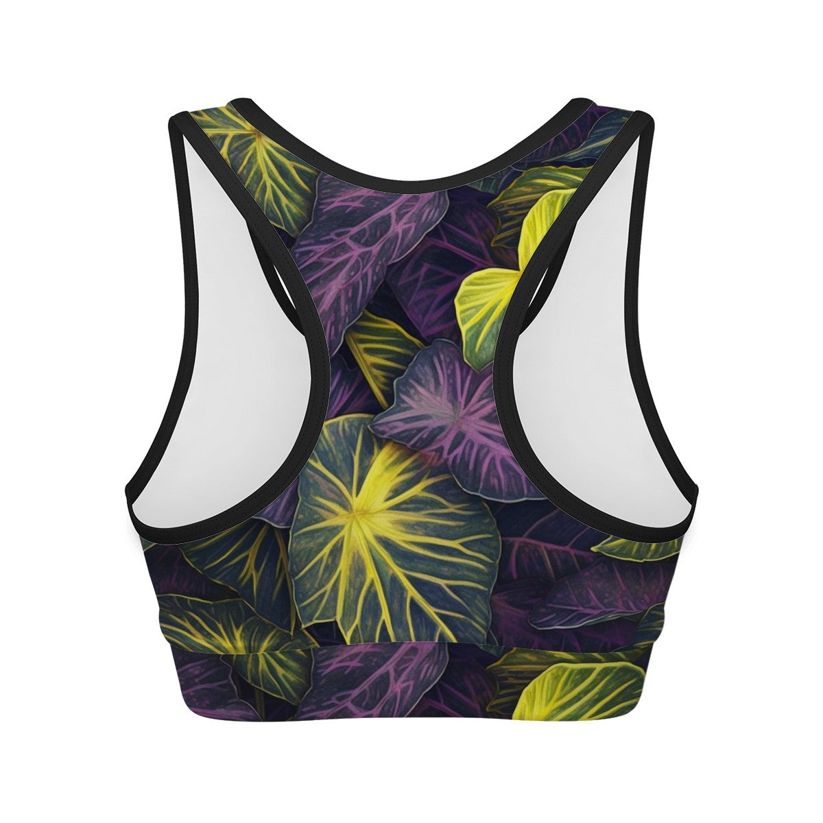 Luxtrini Iridescent Syngonium: Purple and Yellow Women Sports Bras