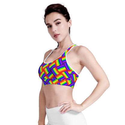 Rainbow Weave Women Sports Bras