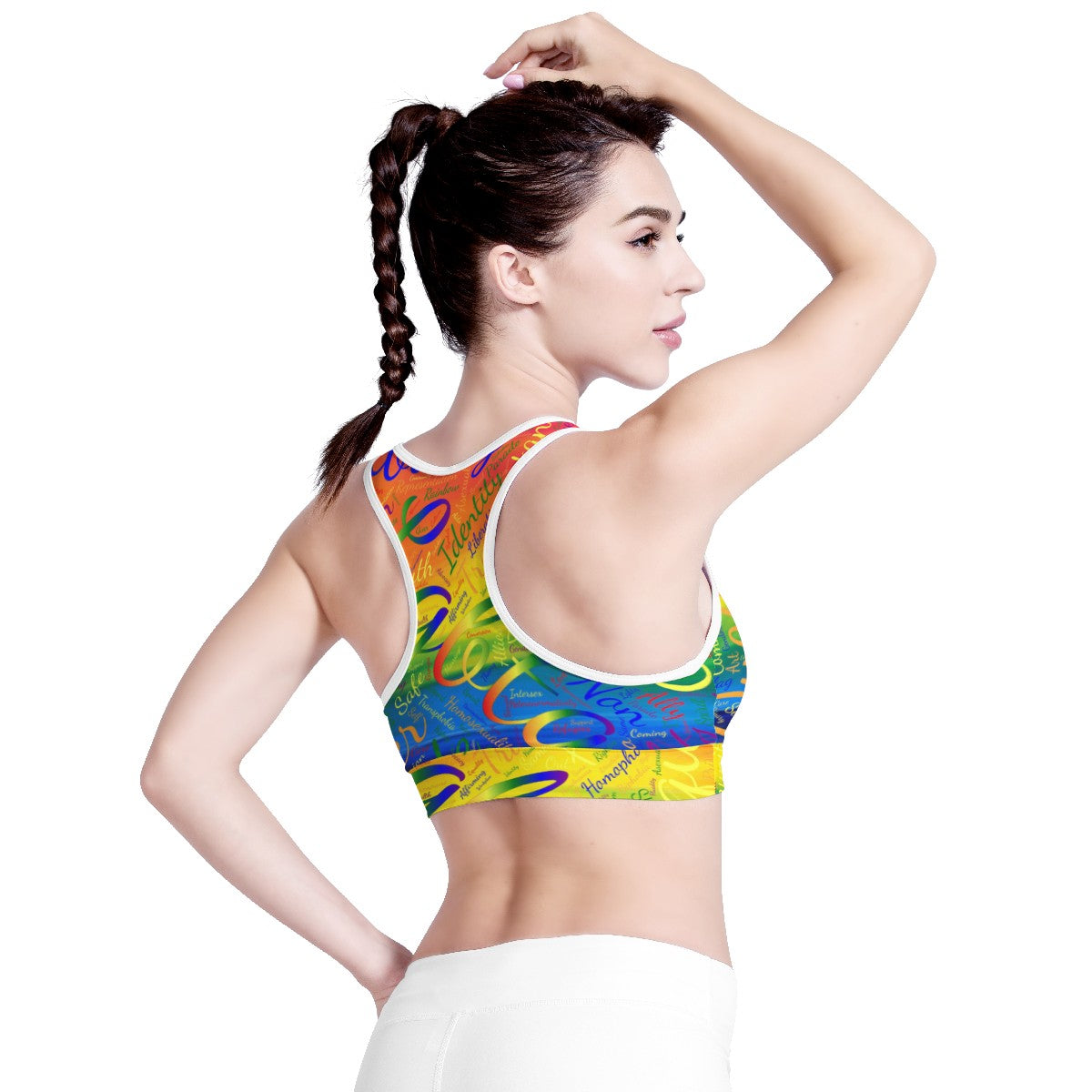 LGBTQ Word Cloud Women Sports Bras