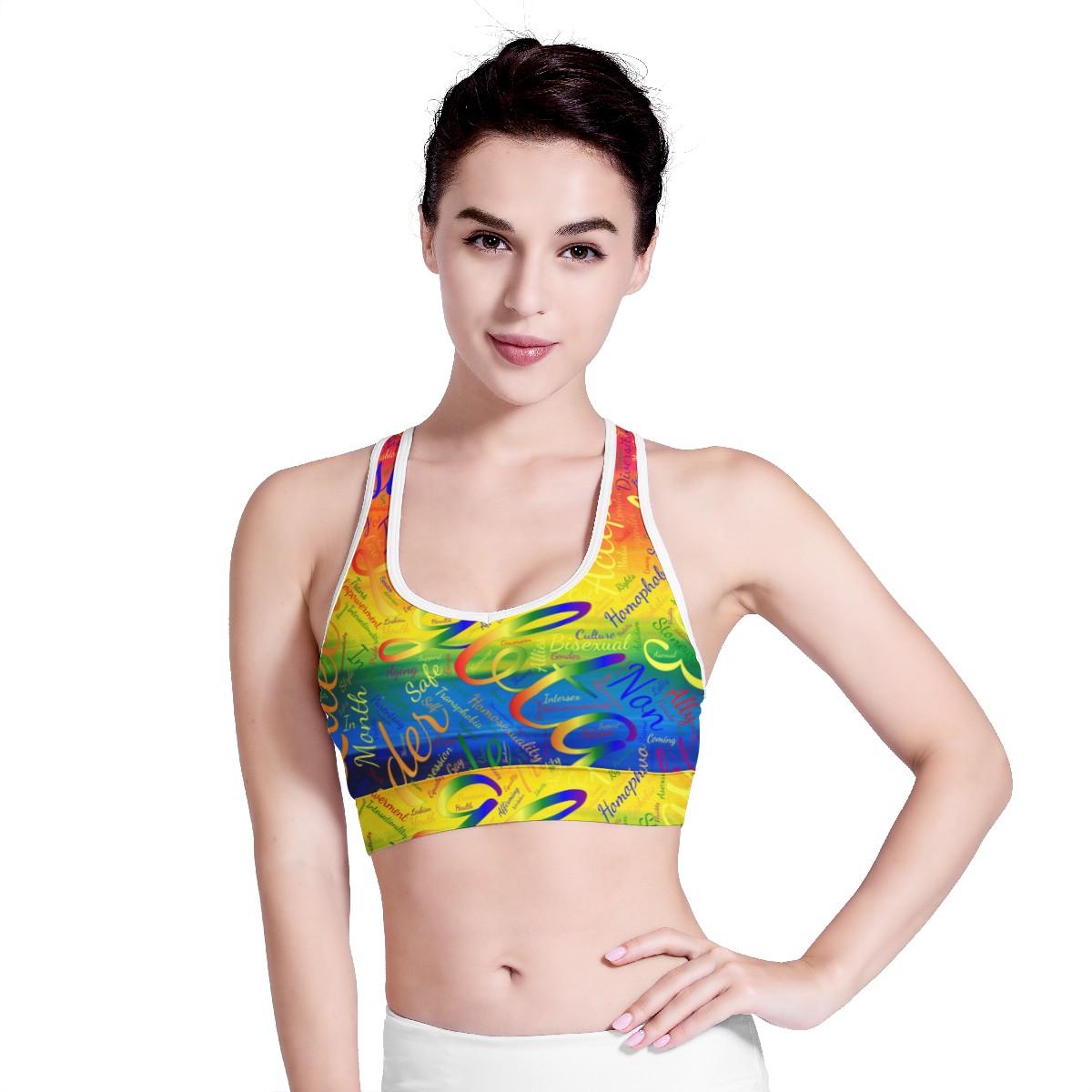 LGBTQ Word Cloud Women Sports Bras