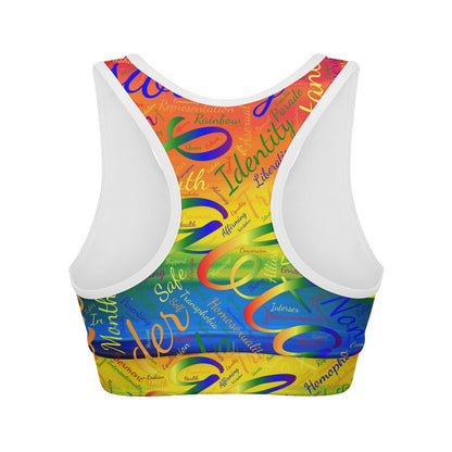 LGBTQ Word Cloud Women Sports Bras