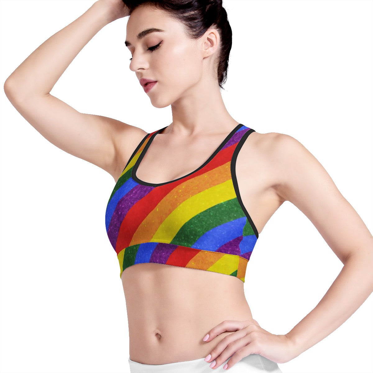 Vibrant Women's LGBT Pride Sports Bra for Yoga, Running, Gym Workouts