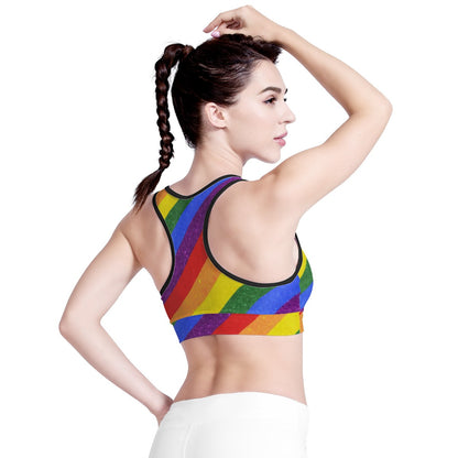 Vibrant Women's LGBT Pride Sports Bra for Yoga, Running, Gym Workouts