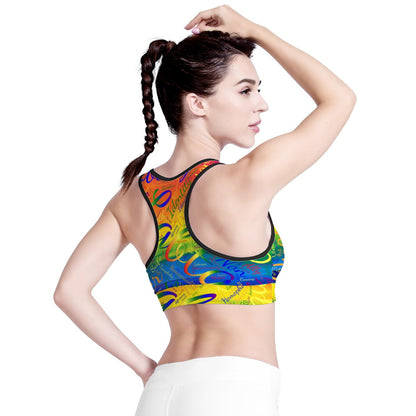 LGBTQ Word Cloud Women Sports Bras