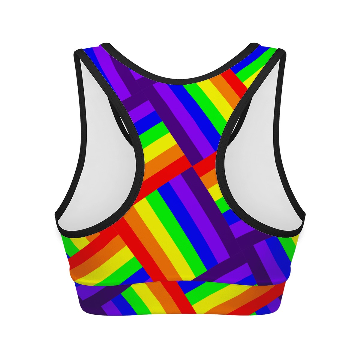 Rainbow Weave Women Sports Bras Black Binding