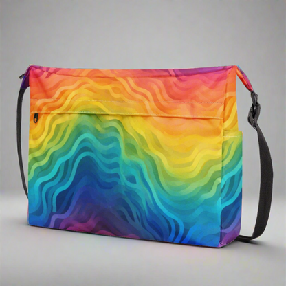 Rainbow Pride LGBTQ Messenger Bag - Adjustable Cross-Body, Waterproof Zipper Pockets, Handmade and Stylish by Luxtrini