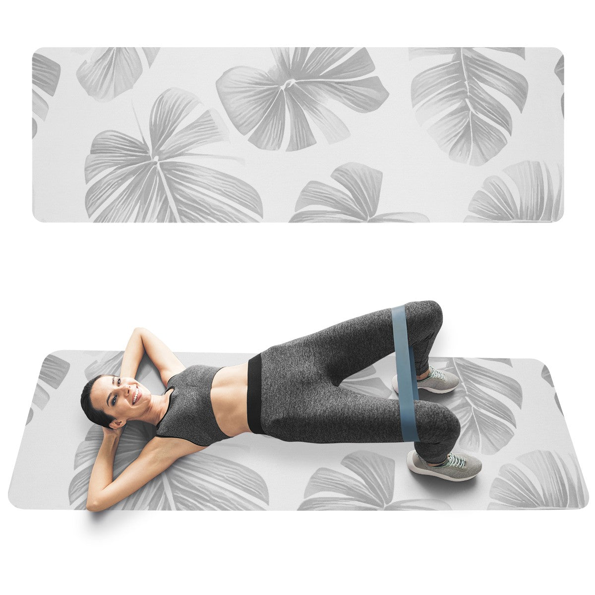 White Monstera Yoga Mat