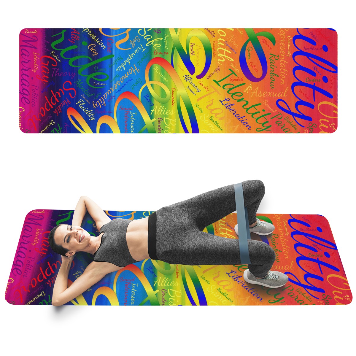 LGBTQ Word Cloud Yoga Mat