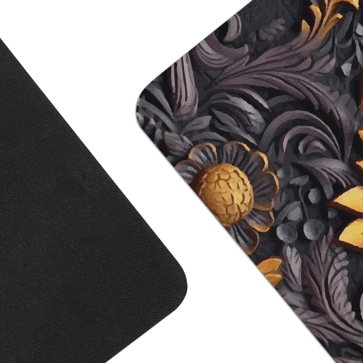 Gold Flowers Woodcut Yoga Mat Women ONESIZE